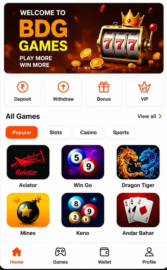 BDG referral dashboard and all games lobby illustration