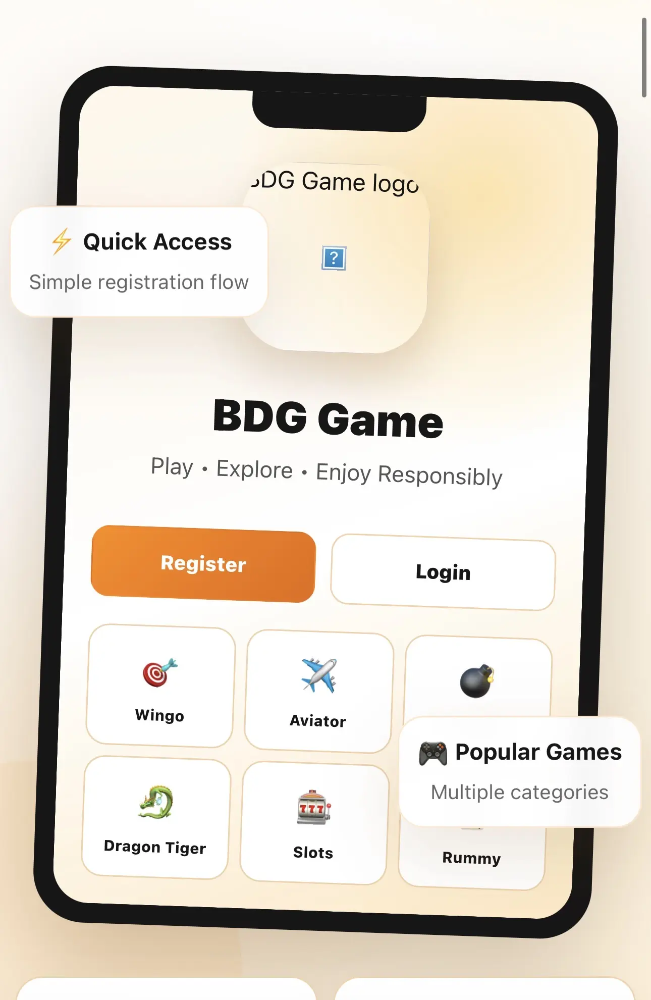 BDG game categories including lottery sports slots and fishing